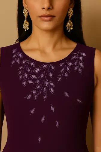 Purple sequins georgette dress