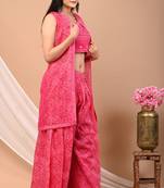 Pink bandhej cotton set