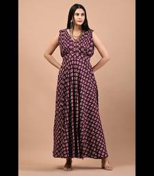 Purple block printed dress