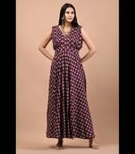 Purple block printed dress