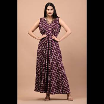 Purple block printed dress 3