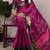 pink Poly Cotton Chex Saree with Zari Weaving
