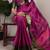 pink Poly Cotton Chex Saree with Zari Weaving