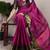 pink Poly Cotton Chex Saree with Zari Weaving