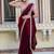 maroon satin velvet saree with blouse piece
