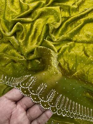 Olive zarkhan Diamond Work Silk blend Saree 2