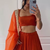 Orange Georgette Zari sequin Embroidered Lehenga Choli 