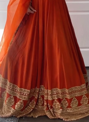 Orange Georgette Zari sequin Embroidered Lehenga Choli  5