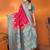 Hot pink silk blend butti zari weaving with zari border saree