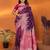 Purple silk blend butti zari weaving with zari border saree