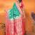 Light green silk blend butti zari weaving with zari border saree