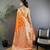 Orange silk blend floral zari weaving meenakari saree with floral border