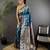 Royal blue silk blend floral zari weaving meenakari saree with floral border