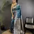 Royal blue silk blend floral zari weaving meenakari saree with floral border