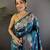 Royal blue silk blend floral zari weaving meenakari saree with floral border