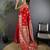 Red silk blend floral zari weaving meenakari saree with floral border