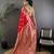 Red silk blend floral zari weaving meenakari saree with floral border