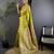 Lime green silk blend floral zari weaving meenakari saree with floral border