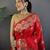Red silk blend floral zari weaving meenakari saree with floral border