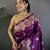 Magenta silk blend floral zari weaving meenakari saree with floral border