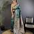 Teal green silk blend floral zari weaving meenakari saree with floral border