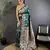Teal green silk blend floral zari weaving meenakari saree with floral border
