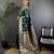 Teal green silk blend floral zari weaving meenakari saree with floral border