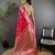 Pink silk blend floral zari weaving meenakari saree with floral border