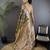 Mahendi green silk blend floral zari weaving meenakari saree with floral border