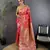 Hot pink silk blend floral zari weaving meenakari saree with floral border