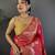 Hot pink silk blend floral zari weaving meenakari saree with floral border