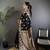 Black silk blend floral zari weaving meenakari saree with floral border