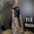 Dark green silk blend floral zari weaving meenakari saree with floral border