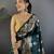 Dark green silk blend floral zari weaving meenakari saree with floral border