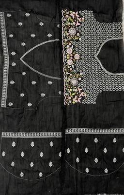 black multicolored embroidery sequin work rangoli silk blend saree 5