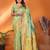 Light green silk blend copper zari butta weaving banarasi saree with zari border
