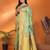 Light green silk blend copper zari butta weaving banarasi saree with zari border