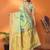 Light green silk blend copper zari butta weaving banarasi saree with zari border