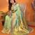 Light green silk blend copper zari butta weaving banarasi saree with zari border