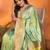 Light green silk blend copper zari butta weaving banarasi saree with zari border