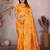 Orange silk blend copper zari butta weaving banarasi saree with zari border