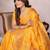 Orange silk blend copper zari butta weaving banarasi saree with zari border