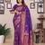 Purple silk blend copper zari butta weaving banarasi saree with zari border