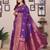 Purple silk blend copper zari butta weaving banarasi saree with zari border