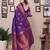 Purple silk blend copper zari butta weaving banarasi saree with zari border