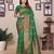 Green silk blend copper zari butta weaving banarasi saree with zari border