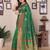 Green silk blend copper zari butta weaving banarasi saree with zari border