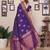 Navy blue silk blend copper zari butta weaving banarasi saree with zari border