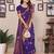 Navy blue silk blend copper zari butta weaving banarasi saree with zari border