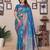 Royal blue silk blend copper zari butta weaving banarasi saree with zari border